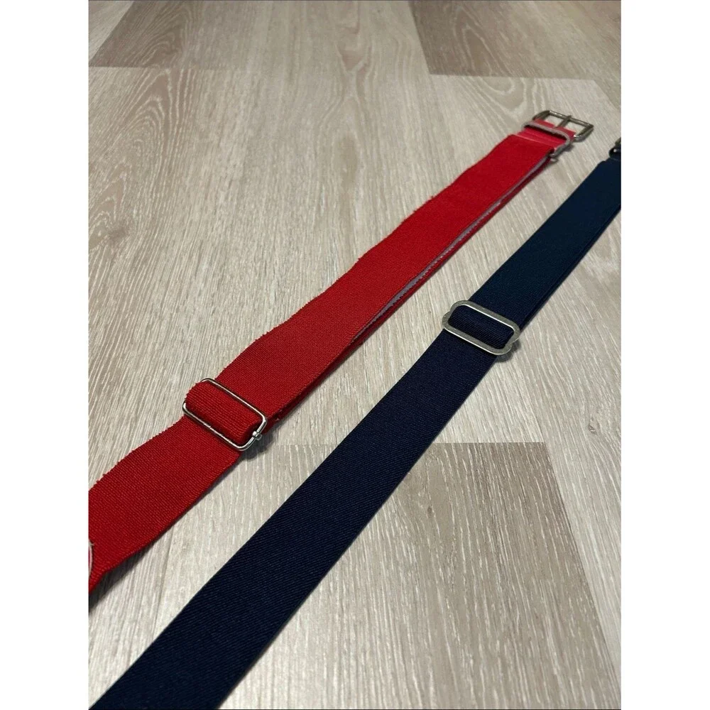 Academy Adjustable Red and Navy Webbing Baseball Belts - Set of 2